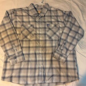 Dickies Men's Casual Plaid Shirt in Gray and White